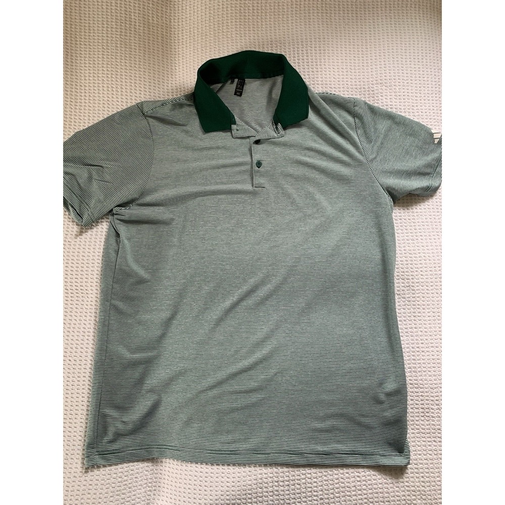 Adidas Ottoman Golf Polo Shirt Mens Large Striped  Lightweight Green‎